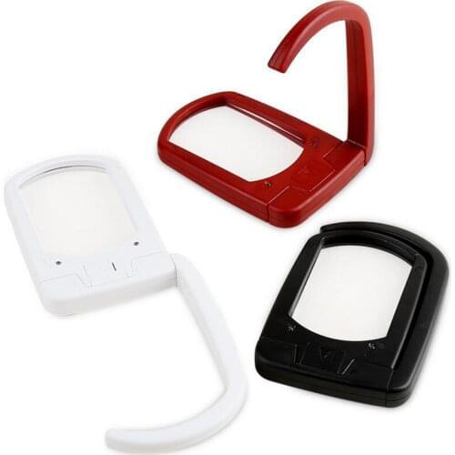 3X Red Black White Standing Illuminated Desktop Table Reading Magnifying Glass Mobile Phone Repair Magnifier with 2pcs LED Lamps