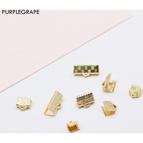 PURPLEGRAPE Copper plated 18K gold plaid vest buckle diy collar neck rope neckband material earrings accessories a pack of 12