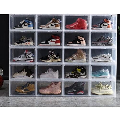 Shoe Box Transparent Clear Sneakers AJ Basketball Shoes Display Box High-tops Boots Organizer Shoe box Combination Shoes Cabinet