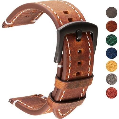 7 Colors Handmade Vintage Leather Watchband Quick Release Straps 18mm 20mm 22mm 24mm Watch Accessories Men Watch Band