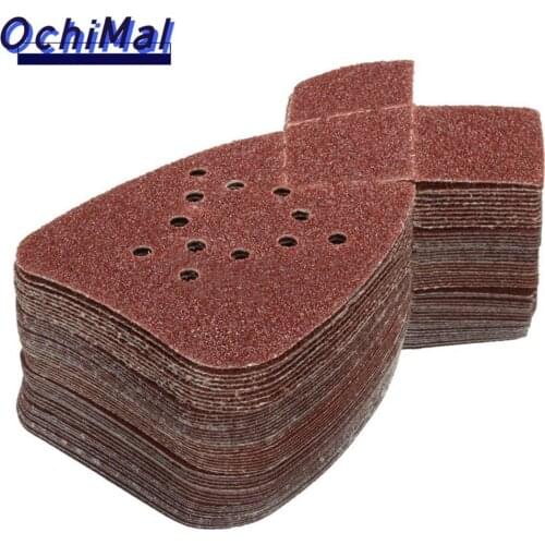 50pcs Sanding Sheets 12 Holes For Black & Decker Mouse Pads Aluminum Oxide Grit 60- 240 For Paint Removal Deburring Polishing