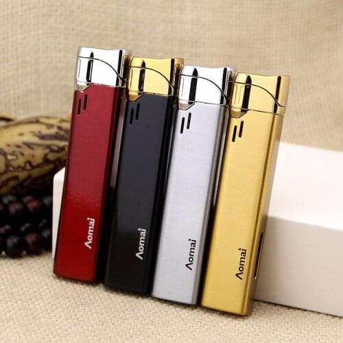 Thin Strip Metal Plating Direct Punching Butane Gas Lighter Cigarette Accessories Mens Gift