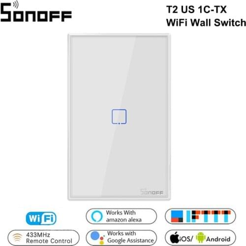 Sonoff T2 US 1C TX Smart Wifi Wall Touch Switch Smart Home With Border 433 RF/Voice/APP/Touch Control Work With Google Alexa