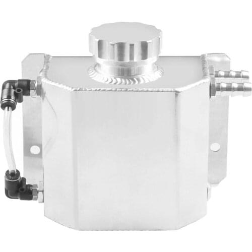 1L Universal Car Baffled Engine Aluminum Oil Catch Can Air Breather Coolant Tank