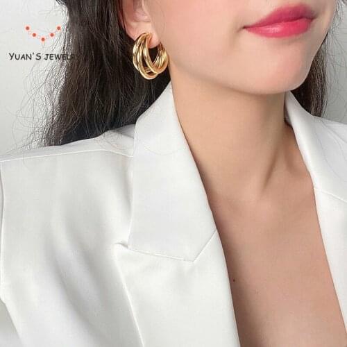 Golden Big FashionEarrings Korean Geometry Metal Gold Earrings For women Female Retro Earrings 2020 Trend Fashion Jewelry