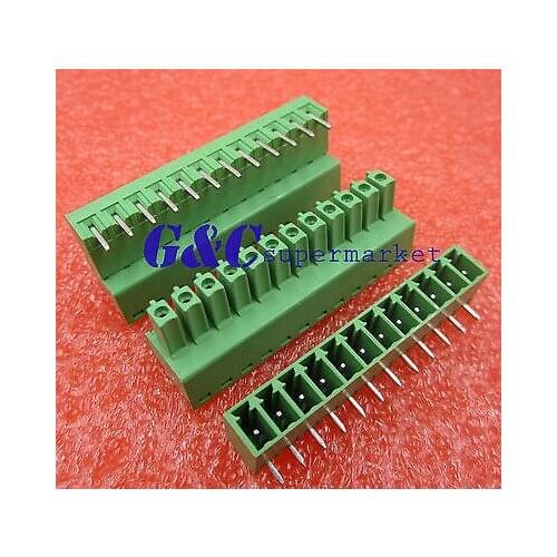 1 pcs 3.81mm Angle 12 pin Screw Terminal Block Contor Green Pluggable Type diy electronics