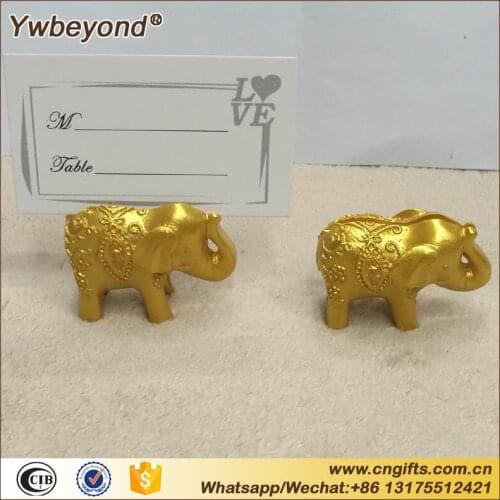 100pcs/lot Lucky in love golden lucky elephant souvenirs wedding favors table decorations elephant place card holder