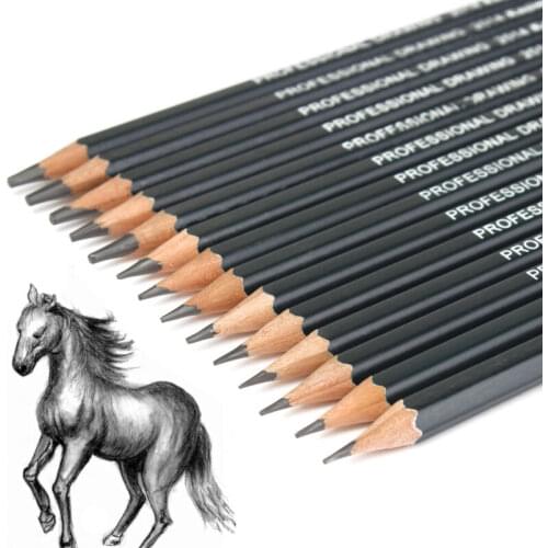 14pcs/set Sketch Pencil Set Sketch Pen Drawing Pencil Set Beginner Student Professional Full Set of Sketch Pen Art Supplies