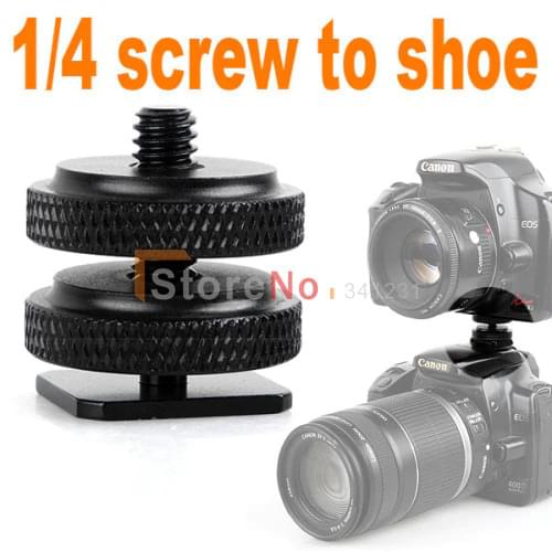2PCS NEW 1/4"-20 Tripod screw to Flash Hot Shoe Mount Adapter for Dslr Camera With Tracking Number