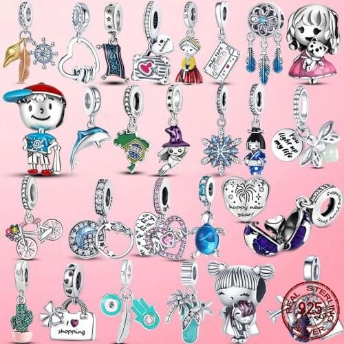 2021 New 925 Sterling Silver Summer Ocean Dreamcatcher Unicorn Beads Dangle Charm Fit Original Pandora Charm Bracelet Jewelry