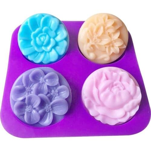 4 hole new rose silicone cake mould handmade soap mold baking kitcthen tools