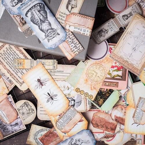 98PCS Junk journal vintage plant animal TAG. stickers DIY scrapbooking album diary happy planner decoration sticker