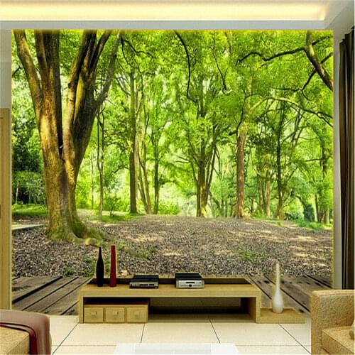 Large 3D stereo personalized custom space mural bedroom living room TV sofa backdrop 3D wallpaper wall covering natural woods