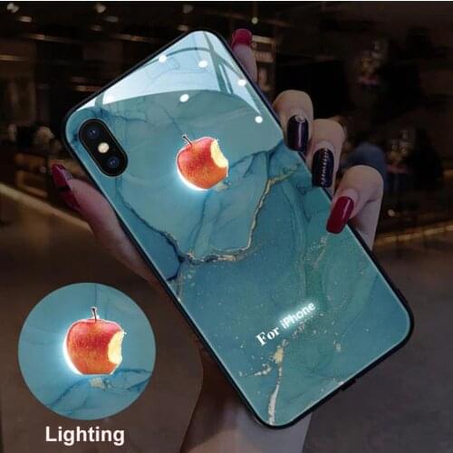 Marble Letter Sound Acoustic Control Tempered Glass Phone Cover for Apple iPhone 11 Pro Max X XS MAX XR 12 Mini 6S 7 8 Plus #f0