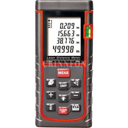 DHL 20PCS 50m 164ft Laser Distance Meter Big Bubble Level Tool Rangefinder Digital Range Finder Tape Measure Area/Volume M/in/Ft