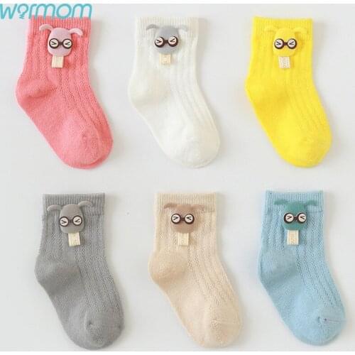 Warmom Childrens Socks Boys Girls Newborn Fashion Cartoon Baby Socks Infant Candy Color Cotton Kids Socks For Baby Gifts
