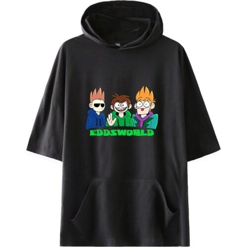 WAWNI EddsworldShort Sleeved Hooded Oversized Volleyball Fashion Pullover Casual Hoody Sweatshirt Hip Hop Hoodie Harajuku Tops