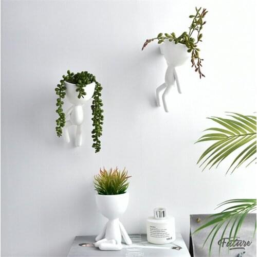 Nordic Tree Man Flower Pot Planters Plants Pot Wall Modern Pot Plant Wall Pots Wall Flowerpot Cute White Planter