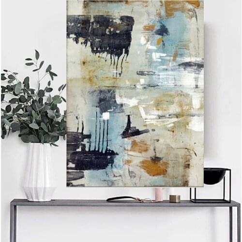 Handmade thick knife abstract oil painting Earthy yellow blocks Abstract on Canvas Painting Picture Decor Oil Painting artwork