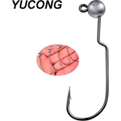 YUCONG 5PCS Weighted Head Hooks 0.8g-1.75g-2.5g-3.5g Jig Fishing Hooks For Soft Bait Jigging Fishhooks Barbed Fishing Tackle