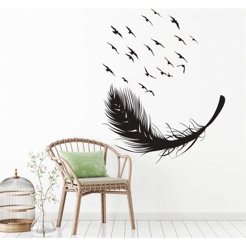 Flying birds Wall Poster Murals Removable Feather Patter Wallpaper Home Living Room Decoraiton Wall Stickers AY1958