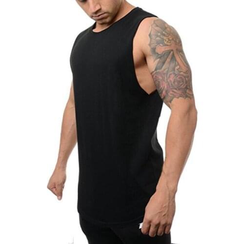 Running solid vest men gym Bodybuilding Stringer Tank Tops Mens Cotton Sportswear Fitness Men Training Clothing sleeveless shirt