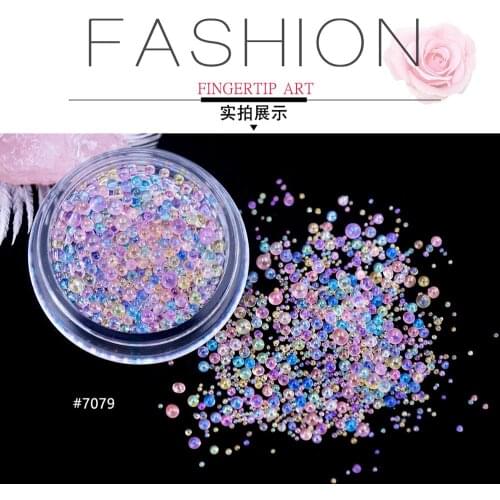 TCST-016 Iridescent Rainbow Shiny Glass 3D Crystal Mini Small Beads Nail Art Decorations Rhinestone AB DIY Stone Caviar Beads