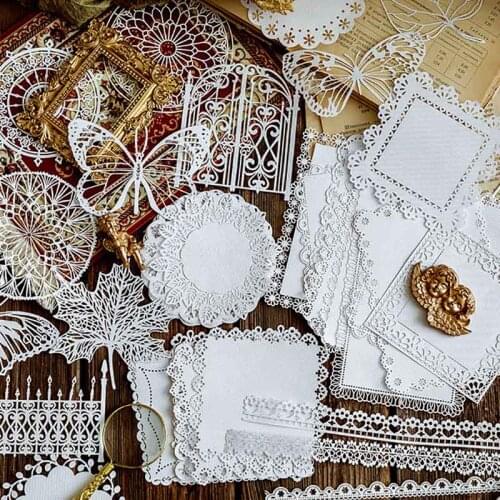10 Sheets/Pack Paper Leaf plants Pattern Multi Purpose White Photo Albums Retro Style Scrapbooking Decorative DIY Craft Lace
