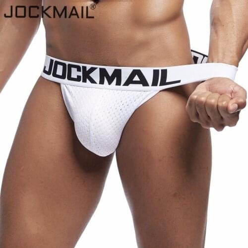 JOCKMAIL Mesh Sexy Men Underwear ice silk Men Briefs Breathable Low waist Mens Slip nylon Gay Male Panties Underpants men thongs