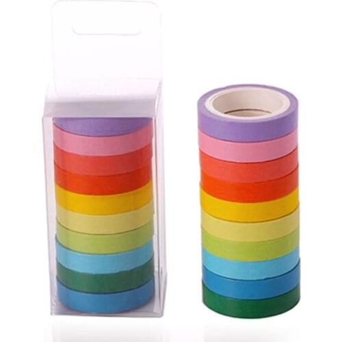 P82F 10Pcs/Lot Macarons Masking Washi Tape Set DIY Craft Decor Scrapbooking Tape for Diary Album Stationery School Supplies