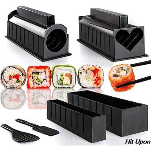 2021 Hot 11Pcs/Set Sushi Maker Equipment Kit,Japanese Rice Ball Cake Roll Mold Sushi Multifunctional Mould Making Sushi Tools