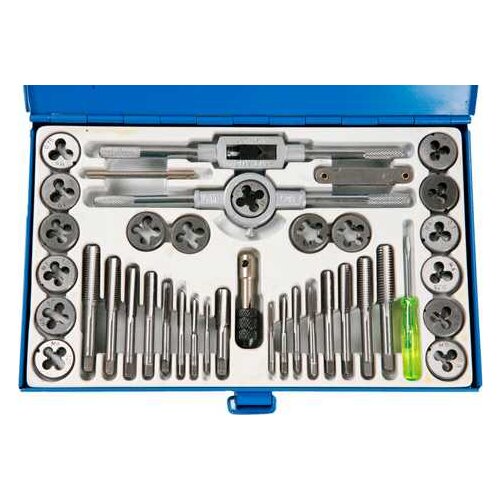Hand metric Threading tap die set, thread tap tool set, 40 pc kit