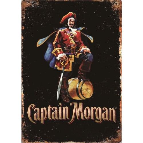 Novelty Funny Sign Captain Morgan Vintage Metal Tin Sign Wall Sign Plaque Poster for Home Bathroom and Cafe Bar Pub Wall Decor