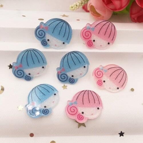 New Colorful Glitter Lovely Girl Flatback Acrylic sheet Miniature pattern 10pcs applique DIY Wedding scrapbook Home Decor craft