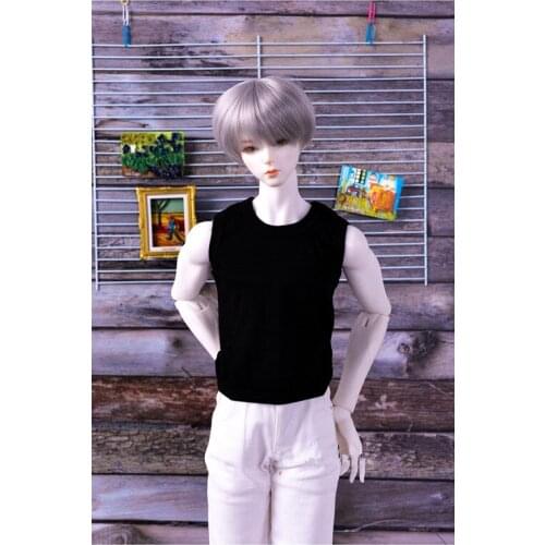 BJD doll clothes suitable for uncle 1/31/4 size fashion round collar render black base in T shirt vest doll jacket doll accessor