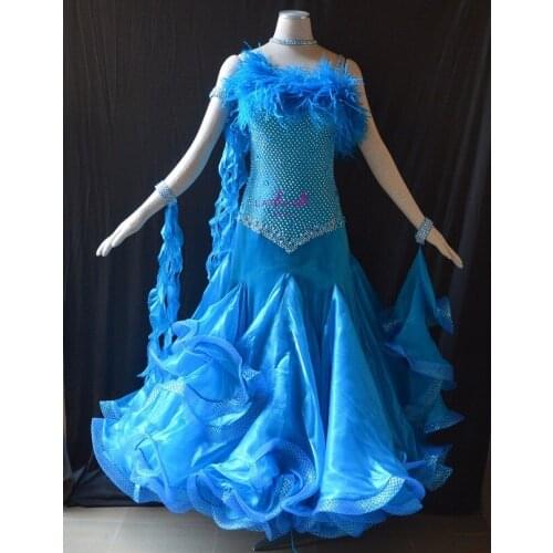 KAKA DANCE B1540,Feathers New Ballroom Standard Dance Dress,Waltz Ballroom Competition Dress,ballroom dance competition dresses
