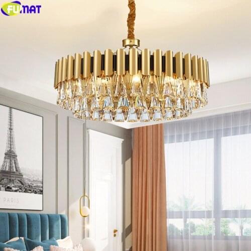 FUMAT Moder Style Nordic 2020 New Crystal K9 Pendant Lamps Plating Gold Hanging Light Fixture E14 Led Multi Heads Chandeliers