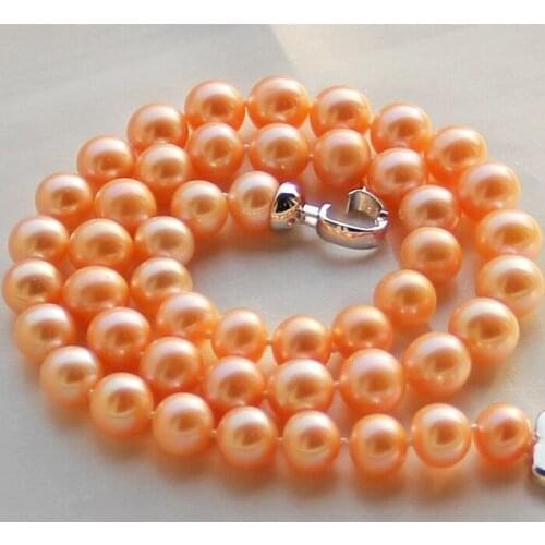 Luxury jewelry collection natural pearl necklace pure pink 10-11mm round bright genuine send mom GIFT