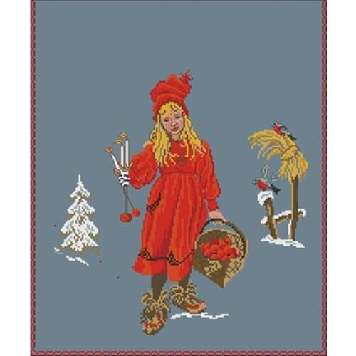 Christmas girl holding candle Counted Cross Stitch 11CT 14CT 18CT DIY Cross Stitch Kit Embroidery Needlework Sets home decor