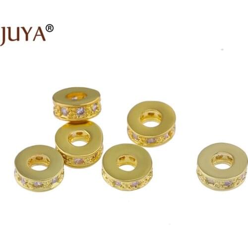 Handmade Jewelry Making Supplies High Quality Copper Zirconia Rhinestone 7mm Spacer Beads For DIY Bracelet Necklace Accessories