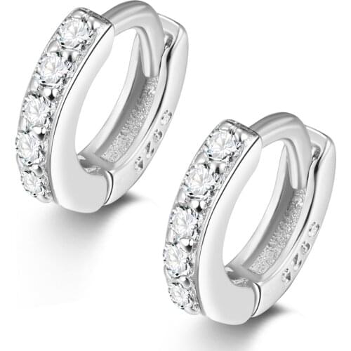 Fsahion Round Shape 925 Sterling Silver Huggie Cubic Zirconia Upper Ear Cartilage Hoop Earrings For Women Girls