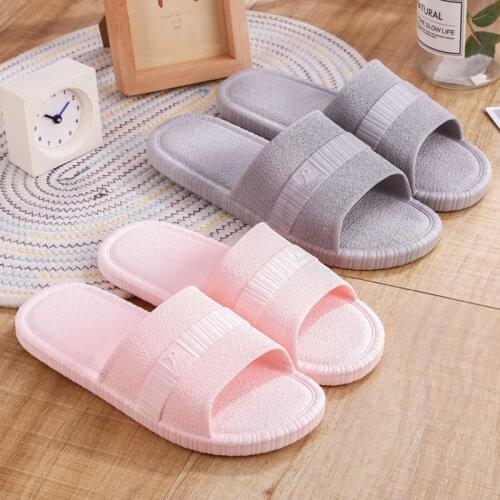 Slippers Female Summer Home Indoor Flip Flops Thick-Soled Couple Male Slides Drag Bath Non-Slip Bathroom Soft Bottom Sandals