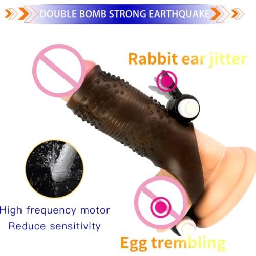 Silicone Foreskin Correction Condoms Reusable Penis Sleeve Double Vibrators Dick Extender Cock Enlargement Delay Sex Toy For Men