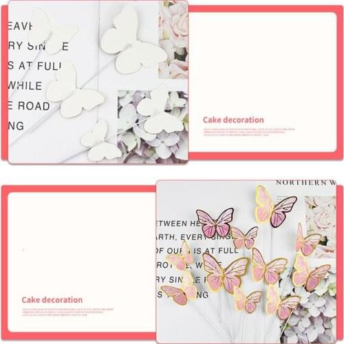 11Pcs/set Butterfly Cake Decoration Card Toppers Happy Party Painted Supplies Party Baking Wedding Birthday Cupcake Cake Pi A1Q6