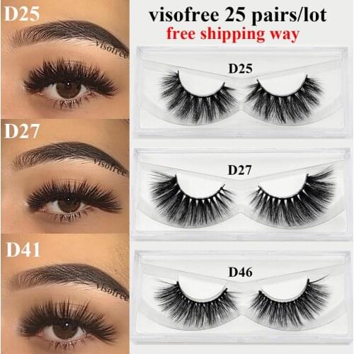 Visofree 25 pairs/lot Natural False Eyelashes Fake Lashes Long Makeup 3D Mink Lashes Eyelash Extension Mink Eyelashes for Beauty