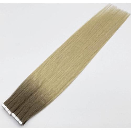 16'' 18'' 20'' Ombre Color Tape In Human Hair Silky Straight 100% Natural Real Balayage Hair