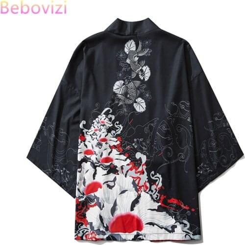 Japanese Fashion Kimono Men and Women Cardigan Shirt Blouse Yukata Haori Obi Asian Clothes Samurai Clothing Male