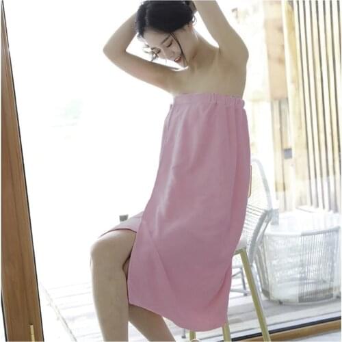 Women Pink Velcro Bath Towel 100% cotton bath towel sets absorbent adult bath towels solid color soft friendly face shower cap