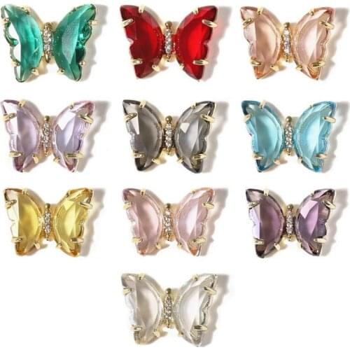 10 PCS 3D Butterfly Nail Art Crystal Rhinestones (10 Color) 12X15 Butterfly Nail Art Rhinestones/ Gems 12X15mm Crystal Butterfly