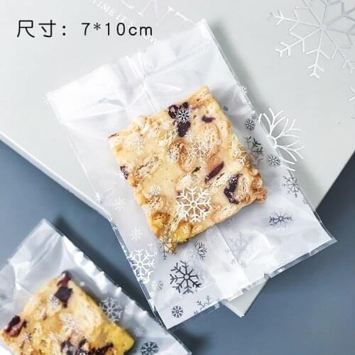100pcs Wedding Candy Cookie Bags Heat Seal Candy Packaging Bag Nut Snowflake DIY Biscuits For Birthday Party 7*10cm